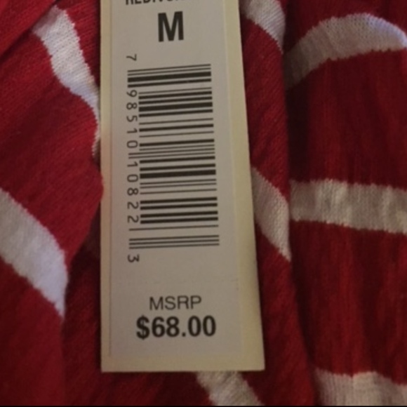 NWT Red & White Stripe Off the Shoulder Top - Picture 4 of 4